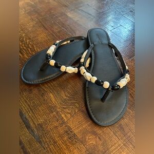 Universal Thread | Black and Cream Beaded Women's Sandals